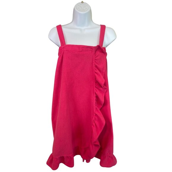 Jessica Simpson Women Swim Cover  L/XL Pink Ruffled Terry Cloth Beach Barbiecore - Picture 1 of 7